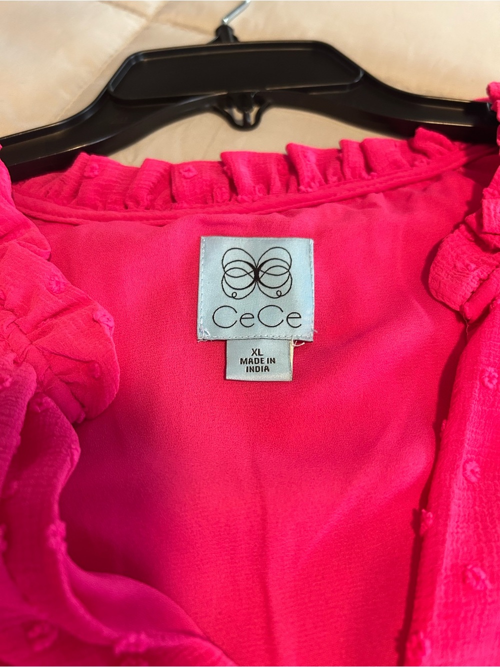 CeCe Hot Pink Tiered Swiss Dot Tunic - Picture 3 of 6